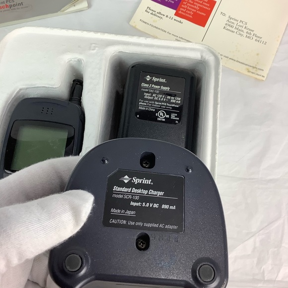 SPRINT PCS TOUCHPOINT FLIP CELL PHONE W/ Box, Manual, Charger, Stand - Picture 11 of 13